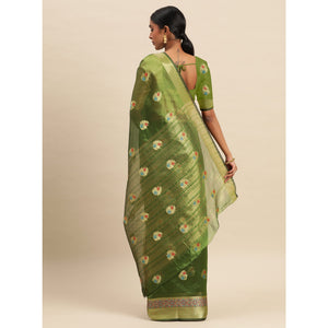Mehendi Woven Organza Saree