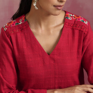 trueBrowns Red Cotton Dobby Co-ord set