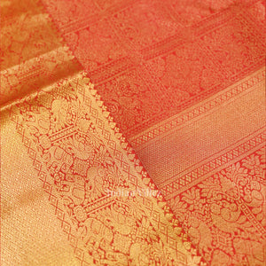 Red With Golden Pure Kanjivaram Silk Saree