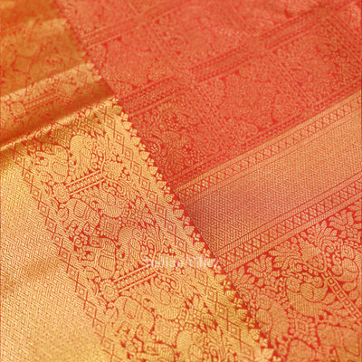 Red With Golden Pure Kanjivaram Silk Saree