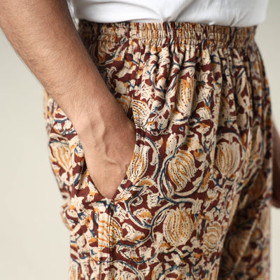 Brown - Kalamkari Block Printed Cotton Men’s Pyjama