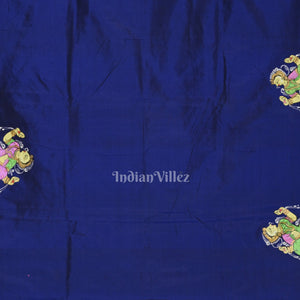 Blue Shree Jagannath Ratha Yatra Hand-Painted Pattachitra Saree (Pre Order)