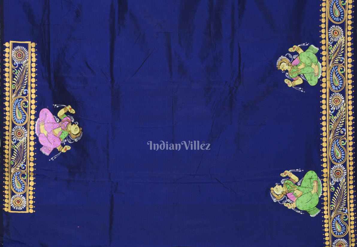 Blue Shree Jagannath Ratha Yatra Hand-Painted Pattachitra Saree (Pre Order)