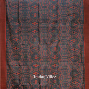 Ash Red Floral Theme Odisha Ikat Contemporary Silk Saree