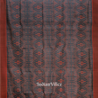 Ash Red Floral Theme Odisha Ikat Contemporary Silk Saree