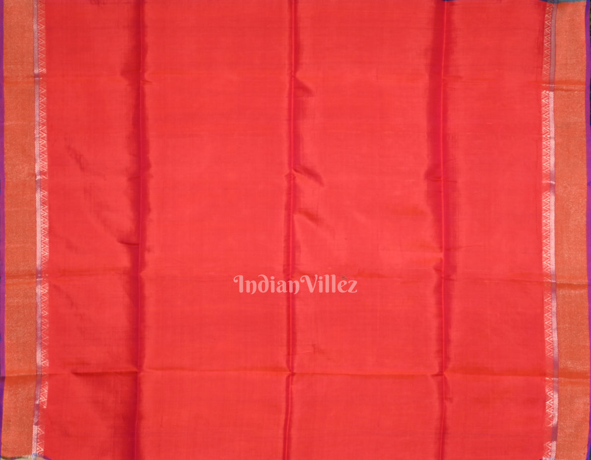 Violet Blue Red Pure Bishnupuri Silk Saree