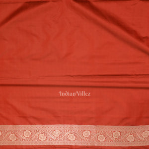 Cherry Red Soft Pure Mashru Satin Silk Banarasi Saree