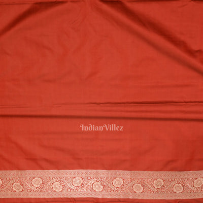 Cherry Red Soft Pure Mashru Satin Silk Banarasi Saree
