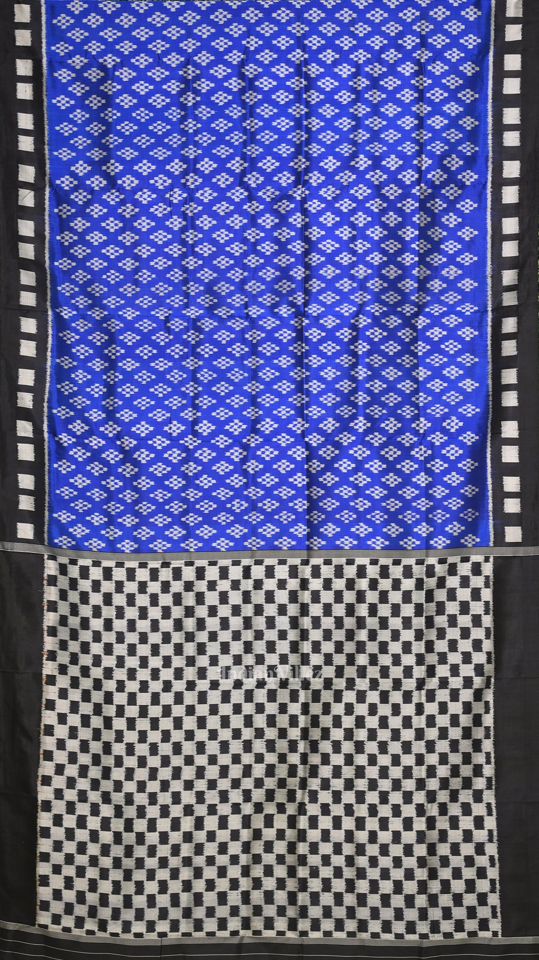 Blue Black Pasapali Contemporary Designer Silk Saree