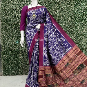 Russian Violet Border Tribal Contemporary Silk Saree
