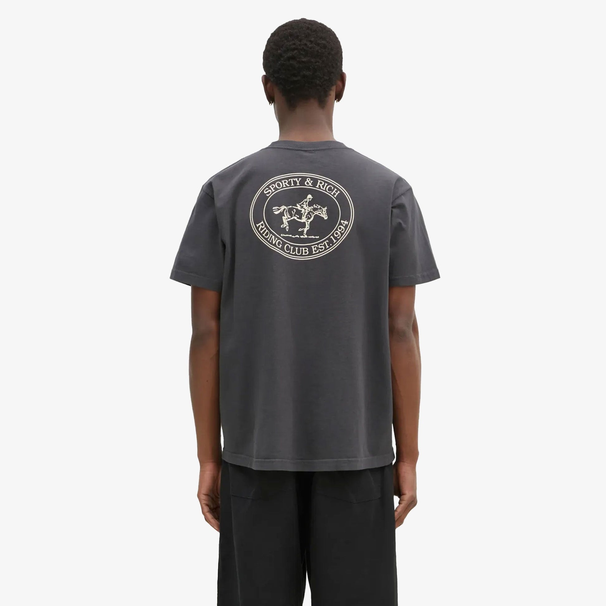 SPORTY & RICH | RIDING CLUB TEE { FADED BLACK
