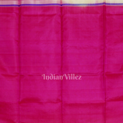Cream With Pink Flower Motif Handwoven South Soft Silk Saree
