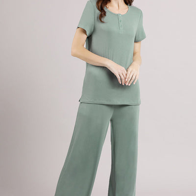 Serene Dream Henley Neck Tee - Iceberg