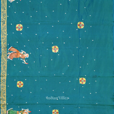 Red  Seeta Vivah  Hand-Painted Pattachitra Saree