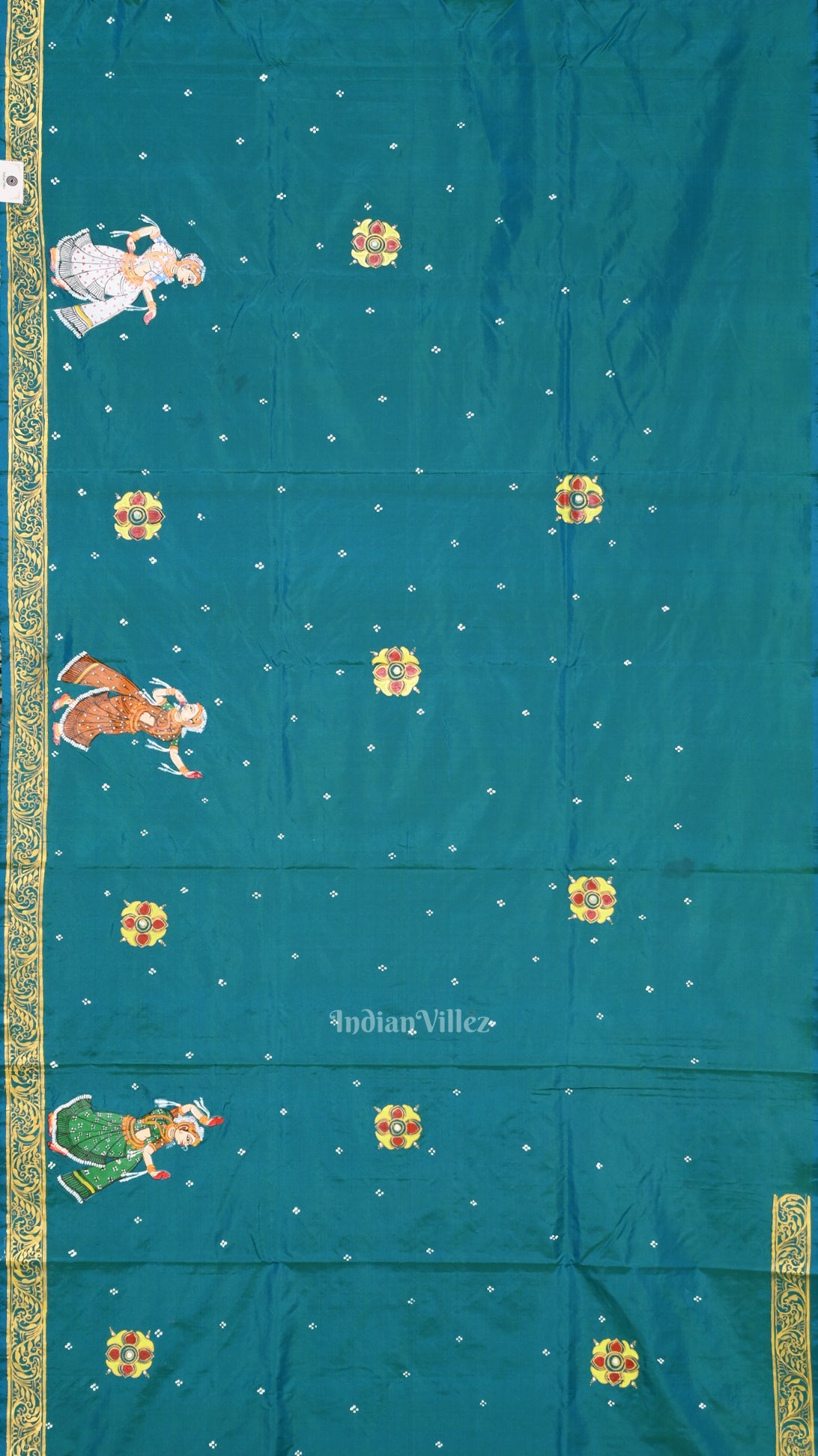 Red  Seeta Vivah  Hand-Painted Pattachitra Saree