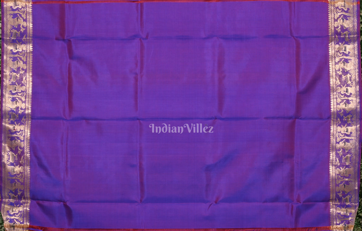 Purple Dual tone Handwoven Baluchari Silk Saree