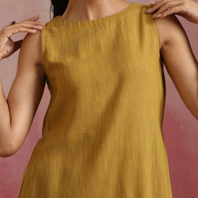 trueBrowns Mustard Cotton Kurta Set