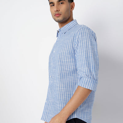 Blue Striped Linen Shirt