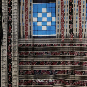 Blue Black Odisha Ikat Pasapali Bichitrapuri Silk Saree