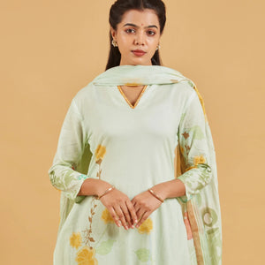 Pastel Green  Kurta Set With Printed Dupatta