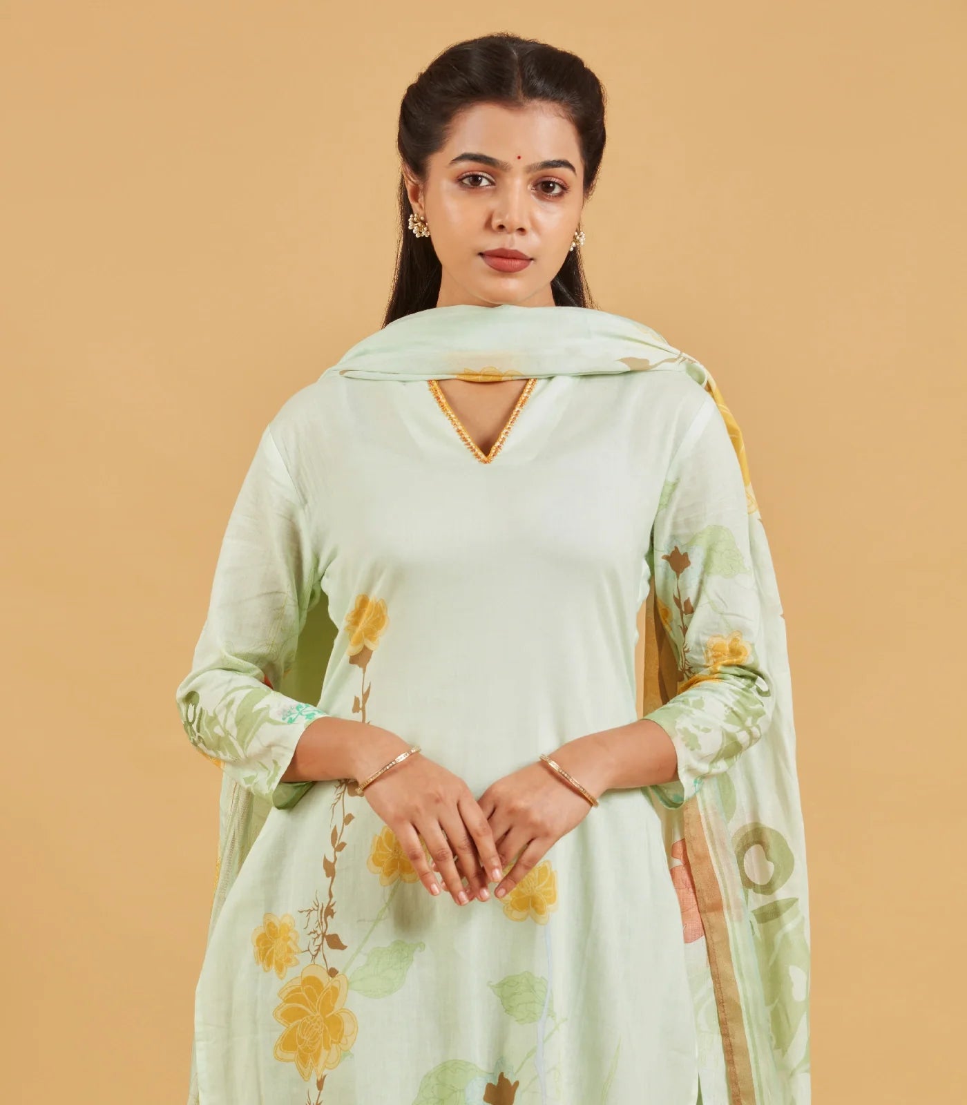 Pastel Green  Kurta Set With Printed Dupatta