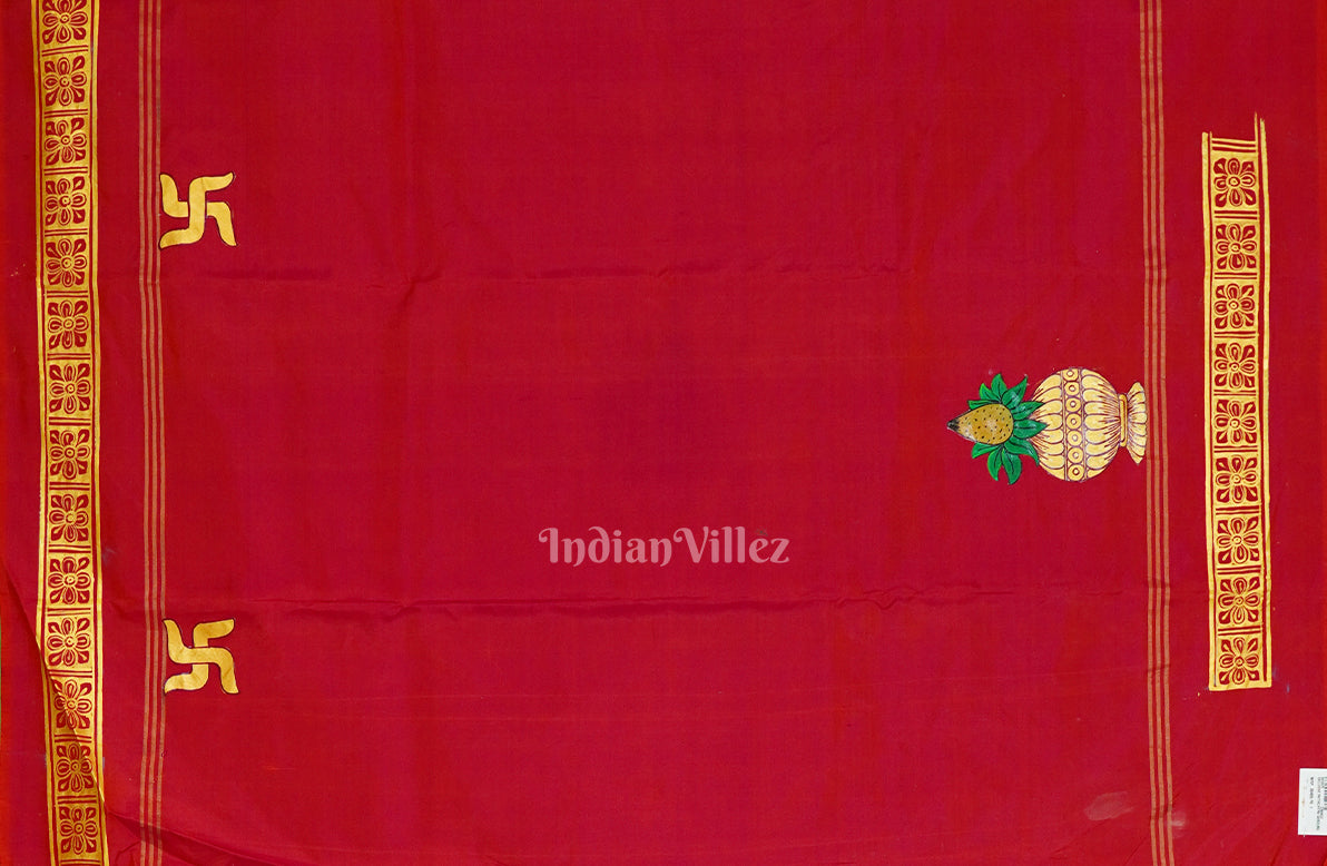 Blackberry Hindu Festival Hand-Painted Pattachitra Saree