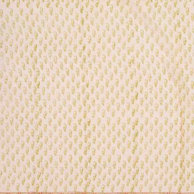 Sandal Handloom Chanderi Cotton Saree With Printed Floral Motif