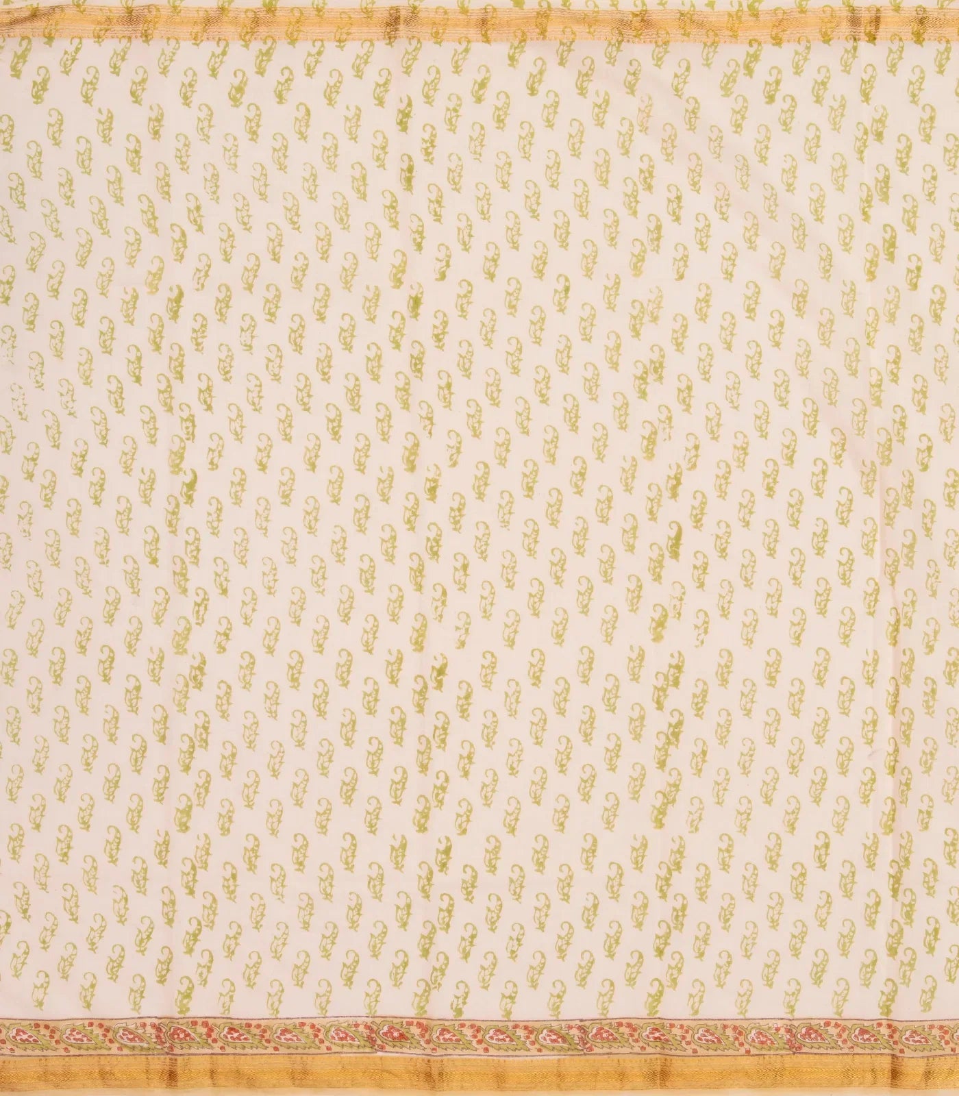 Sandal Handloom Chanderi Cotton Saree With Printed Floral Motif