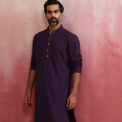 trueBrowns Men's Purple Kurta