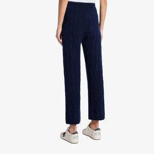SPORTY & RICH | SRC CABLE-KNIT WOOL CASHMERE TROUSERS { NAVY