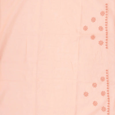 Peach Chikankari Embroidered Cotton Saree With Floral Motifs