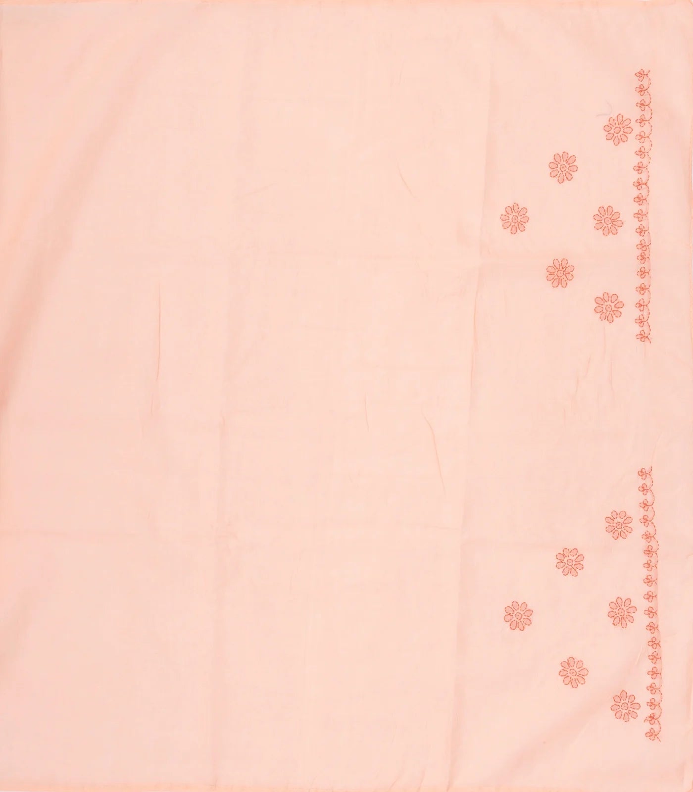 Peach Chikankari Embroidered Cotton Saree With Floral Motifs