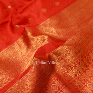 Red Woven Brocade with Golden Broder Bridal Kanjivaram Silk Saree