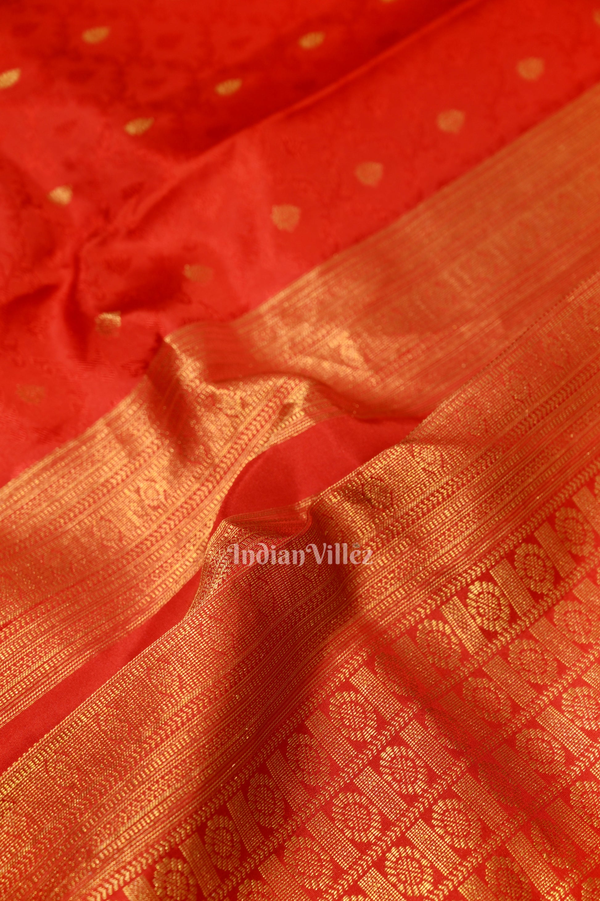 Red Woven Brocade with Golden Broder Bridal Kanjivaram Silk Saree