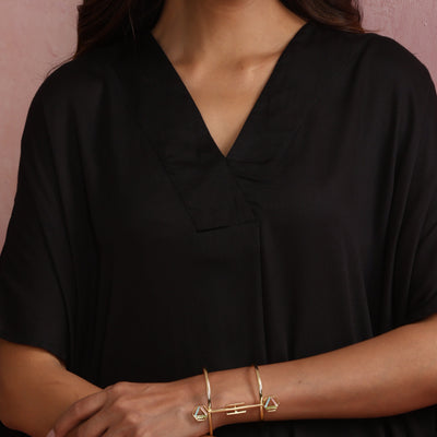 trueBrowns Black Modal Kaftan Kurta Set