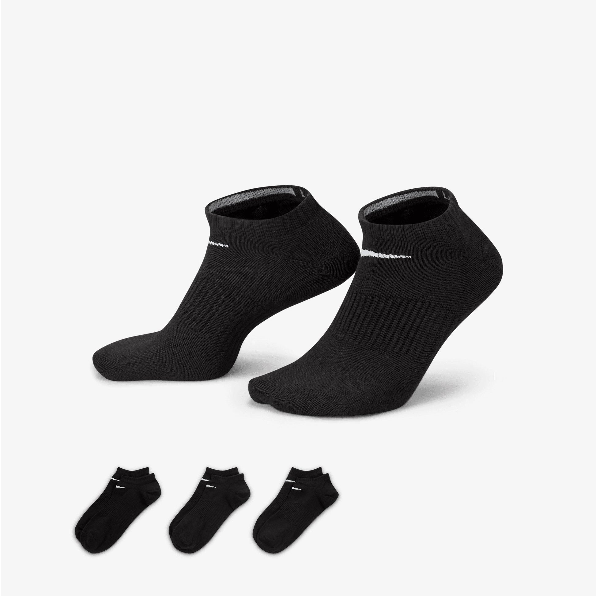 NIKE | PERFORMANCE LIGHTWEIGHT TRAINING NO-SHOW SOCKS (3 PAIRS) { BLACK/WHITE