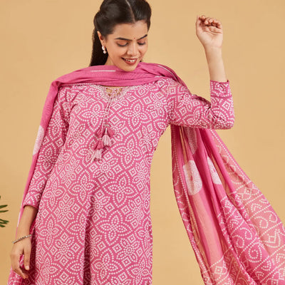 Berry Pink Printed Kurta Set