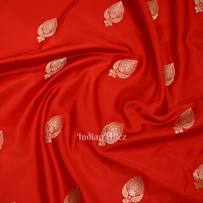 Stunning Bridal Red Soft Pure Mashru Satin Silk Banarasi Saree