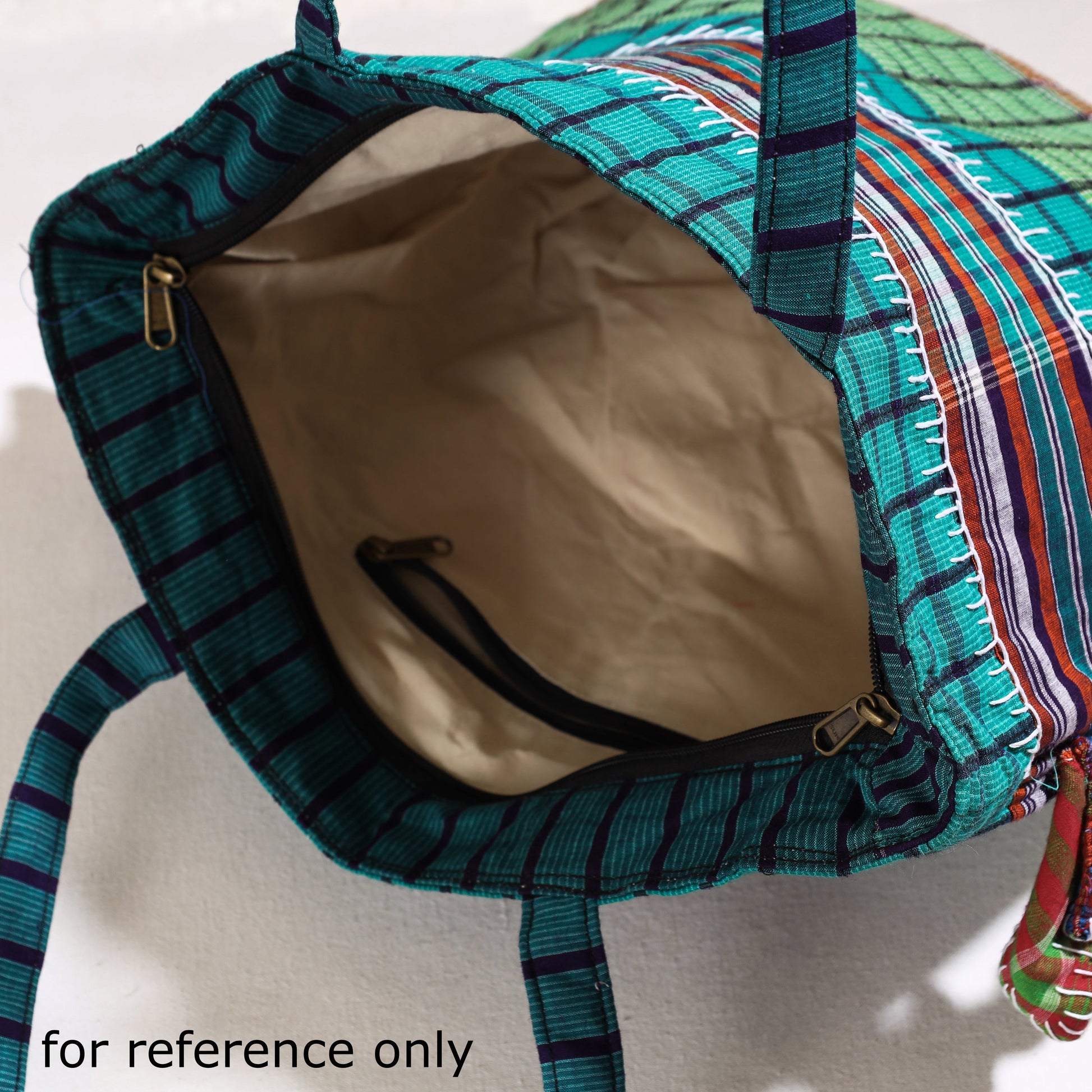 Brown - Handmade Gamcha Fabric Embroidered Applique Work Hand Bag