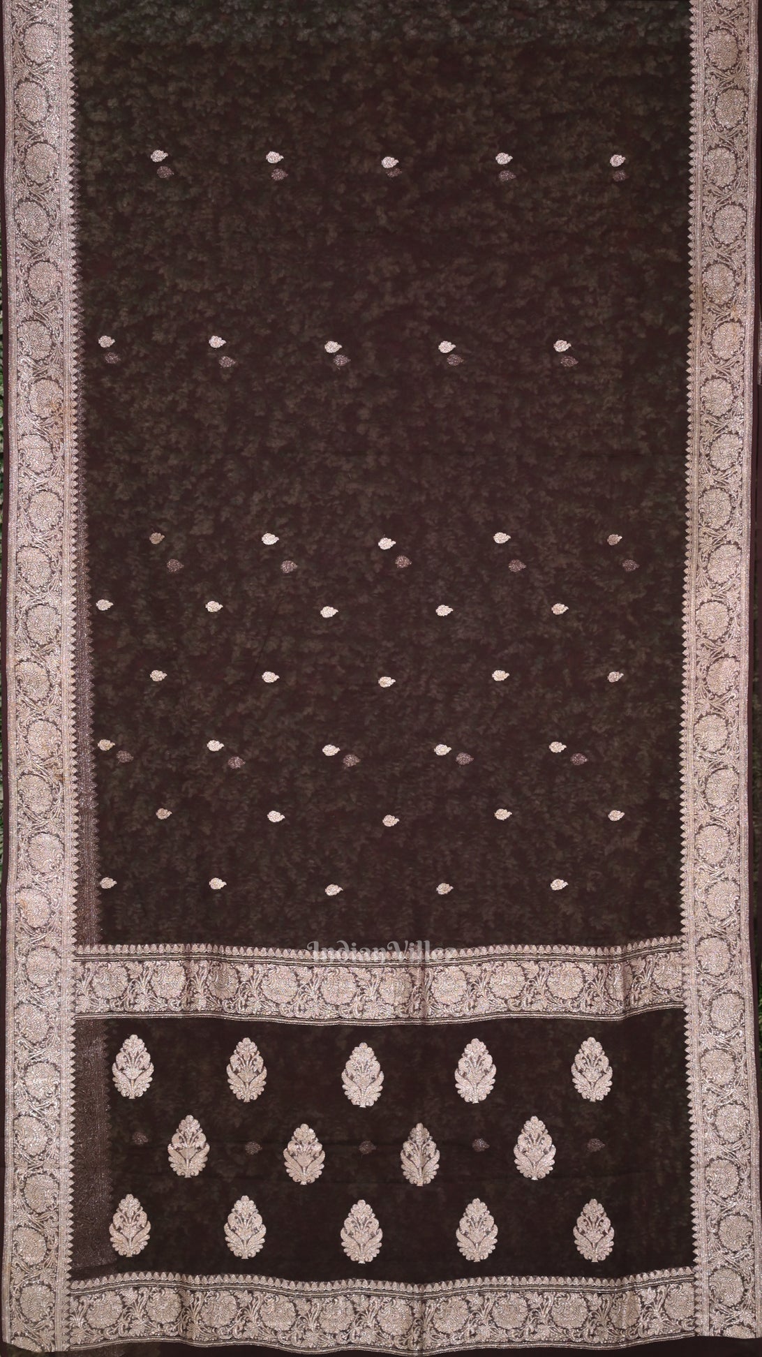 Coffee Color Pure Khaddi Chiffon Banarasi Saree