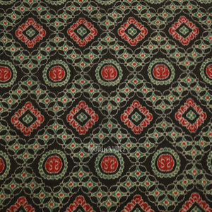 Black Red Jhoti Theme Odisha Ikat Sambalpuri Dress Set & Dupatta