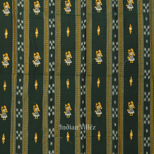 Green Yellow Doll Odisha Ikat Sambalpuri Cotton Dress set with Dupatta