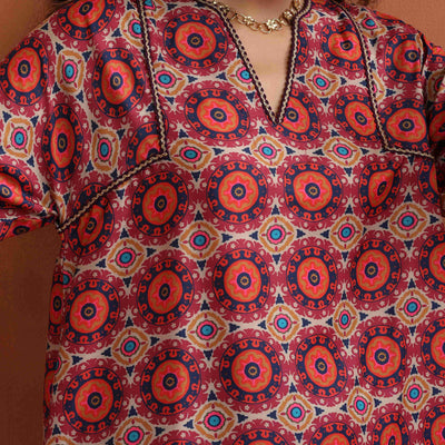 trueBrowns Beige Mandala Print Kurta Co-ord Set