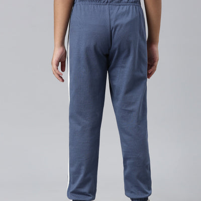Girls Printed Blue Mid Rise Cotton Joggers