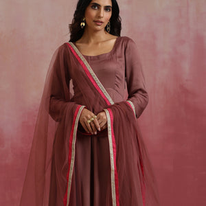 trueBrowns Brown Modal Anarkali Kurta Set