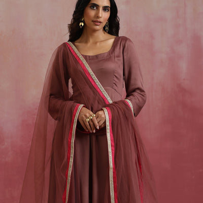 trueBrowns Brown Modal Anarkali Kurta Set