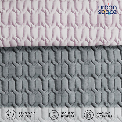 Fluffy & Heavy 200 GSM Microfiber Reversible Quilted Winter Comforters - Grey & Rose