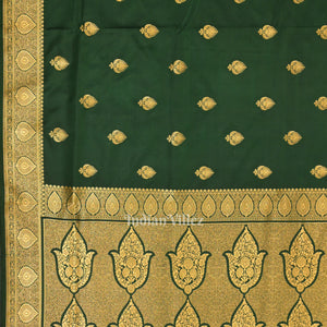 Cadmium Green Soft Pure Mashru Satin Silk Banarasi Saree