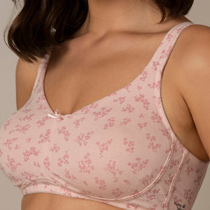 Dreamy comfort Non-Padded Non-Wired Cotton Bra - Pink Floral Print