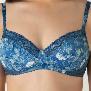 Demure Padded Non-Wired Demi Bra - Floral Fusion Print